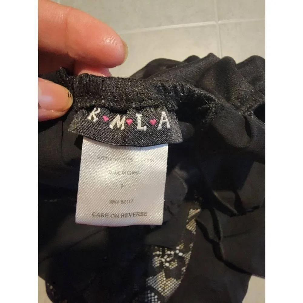 RMLA Girls High Low Flare Black Dress Size 7